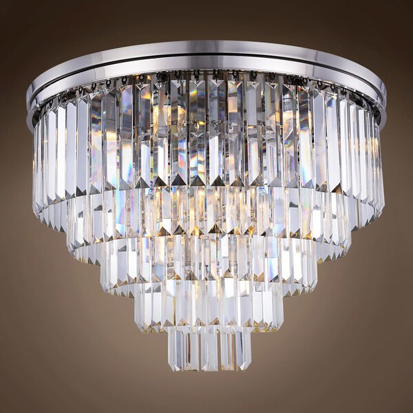 Gatsby Luminaires 17 Light 32 Clear Glass Fringe Polished Nickel Flushmount & Led" 701845-001